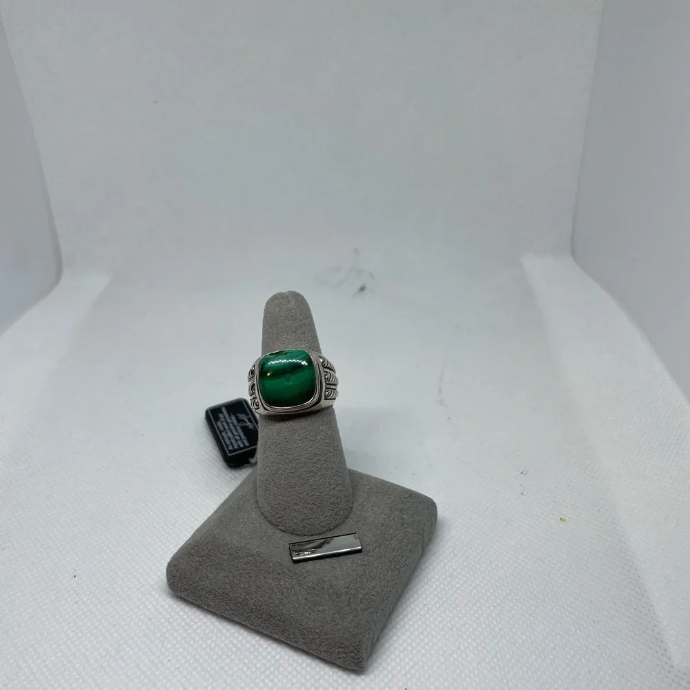 Sterling Sliver Malachite Cushion Ring By Samuel.B